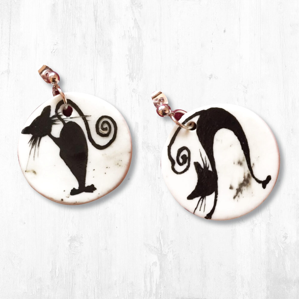 Orecchini in porcellana Gatto