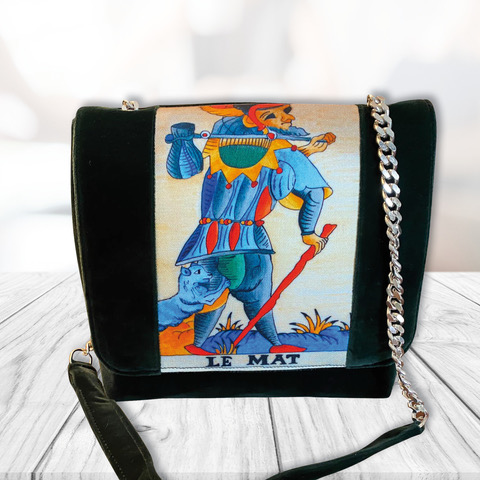 Borsa in velluto con stampa tarocchi: Le mat